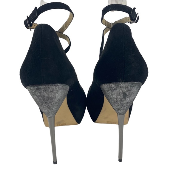 Aldo Suede Black and Pewter Platform Heels Size 40 - Picture 3 of 8